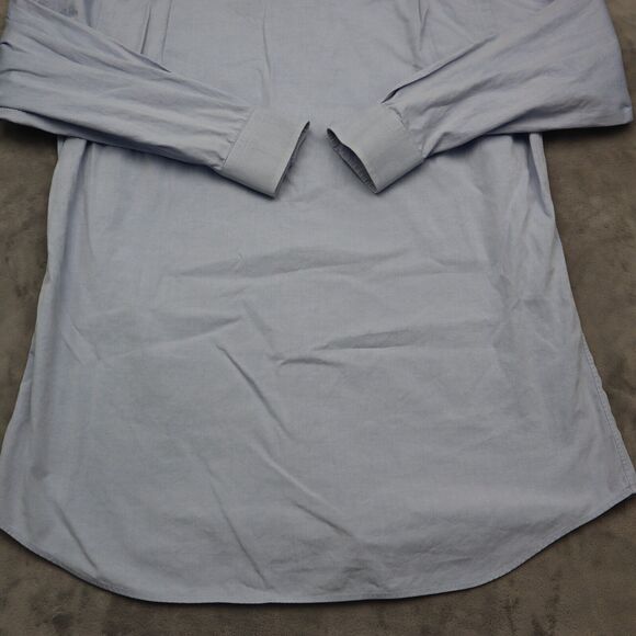 Paul Fredrick Shirt Mens 15.5 32 Blue Oxford Non Iron Two Ply Pinpoint Long Slv - Picture 16 of 16